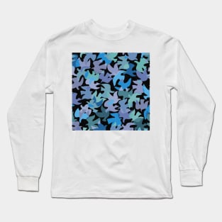 Modern Birds / Vintage Cut Outs in Moody Shades Long Sleeve T-Shirt
